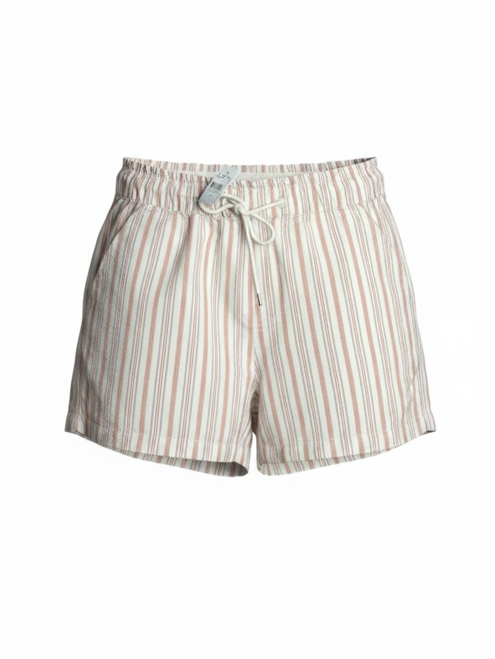Loft Pink & White Striped Drawstring Shorts Nwt Size Medium